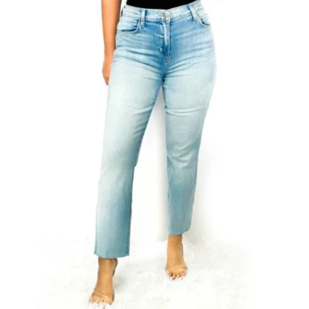 L'AGENCE Light Denim High Rise Cropped Straight Leg Jeans Size 29